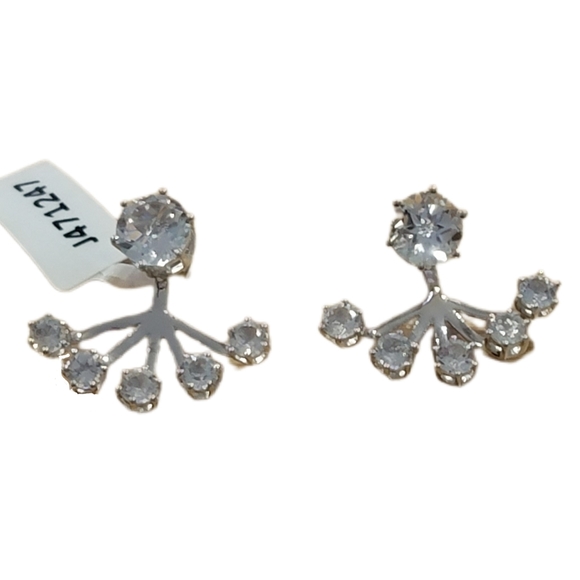 Sterling Silver White CZ 3 Piece Dangle Earrings NWT - Picture 1 of 6